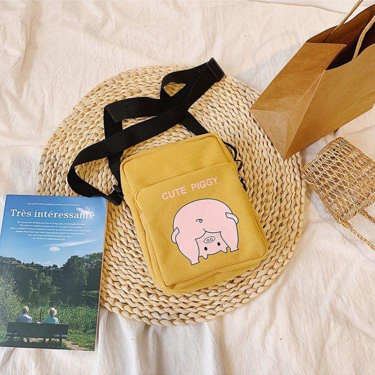 Cute Pig Pattern Single Shoulder Bag Handbag Messenger Bag (Yellow)