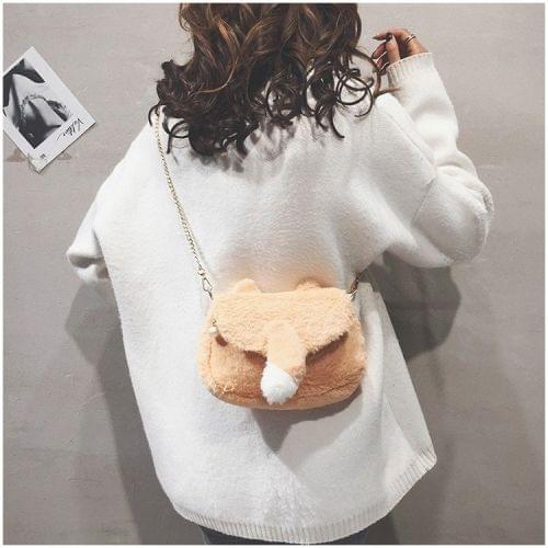 Casual Plush Single Shoulder Bag Ladies Handbag Messenger Bag (Yellow)