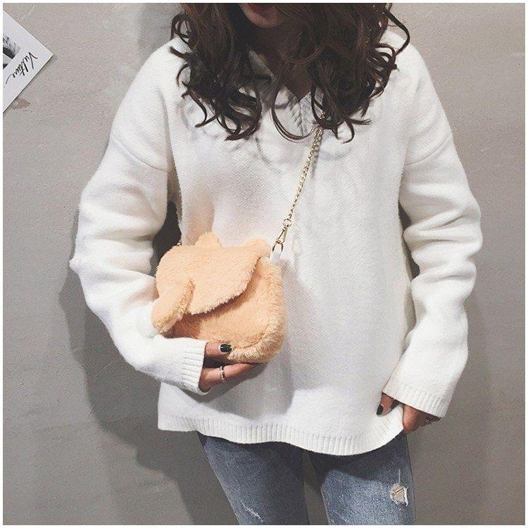 Casual Plush Single Shoulder Bag Ladies Handbag Messenger Bag (Yellow)