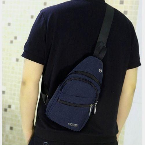 Multi-Function Portable Casual Chest Bag Outdoor Sports Shoulder Bag with Earphone Line Hole (Navy Blue)