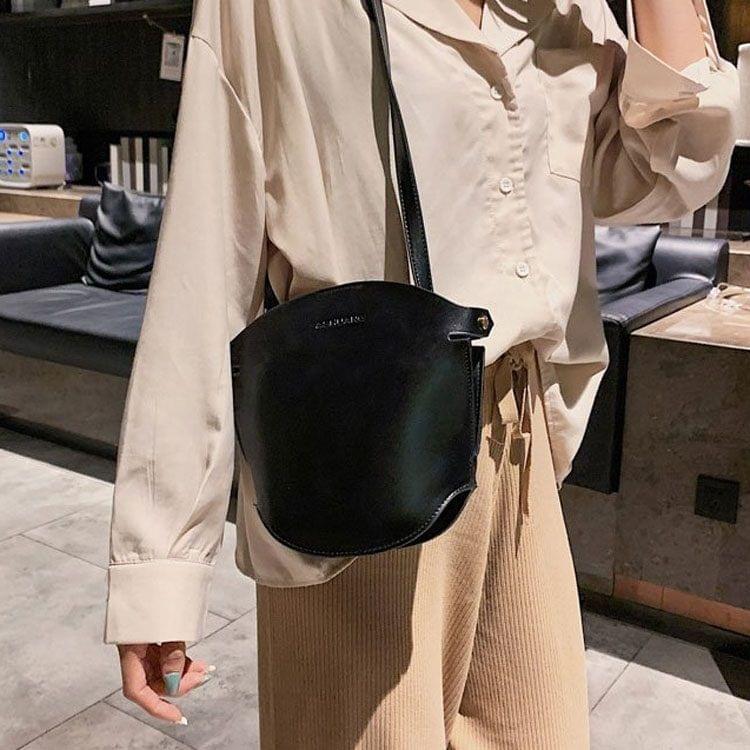 Magnetic Buckle Small Bucket Bag PU Leather Single Shoulder Bag Ladies Handbag Messenger Bag (Green)