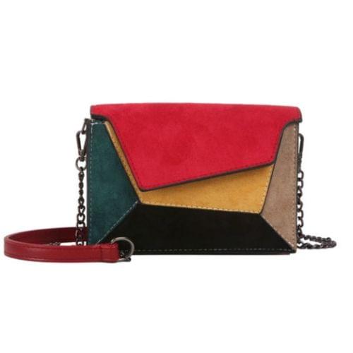 Autumn Winter Female Small Flap Bag Matte PU Patch Shoulder Messenger Bag Fashion Small Square Bag(Red)