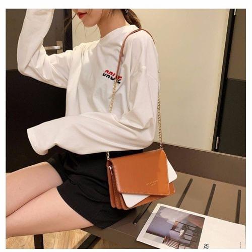 Color Matching Casual Small Square Bag Single Shoulder Bag Ladies Handbag Messenger Bag (Brown)