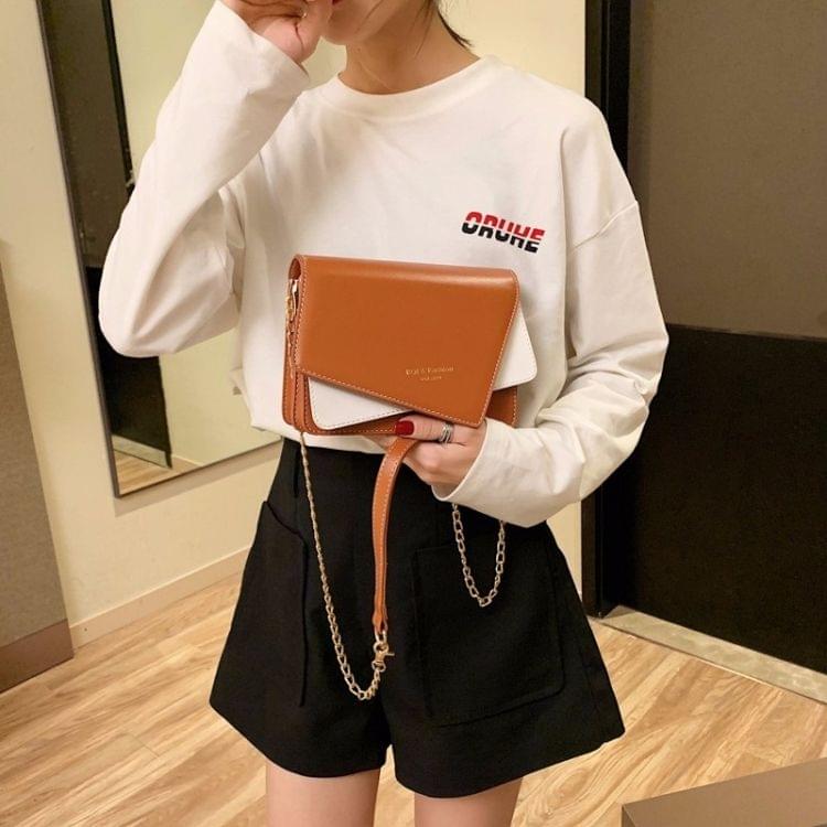 Color Matching Casual Small Square Bag Single Shoulder Bag Ladies Handbag Messenger Bag (Brown)