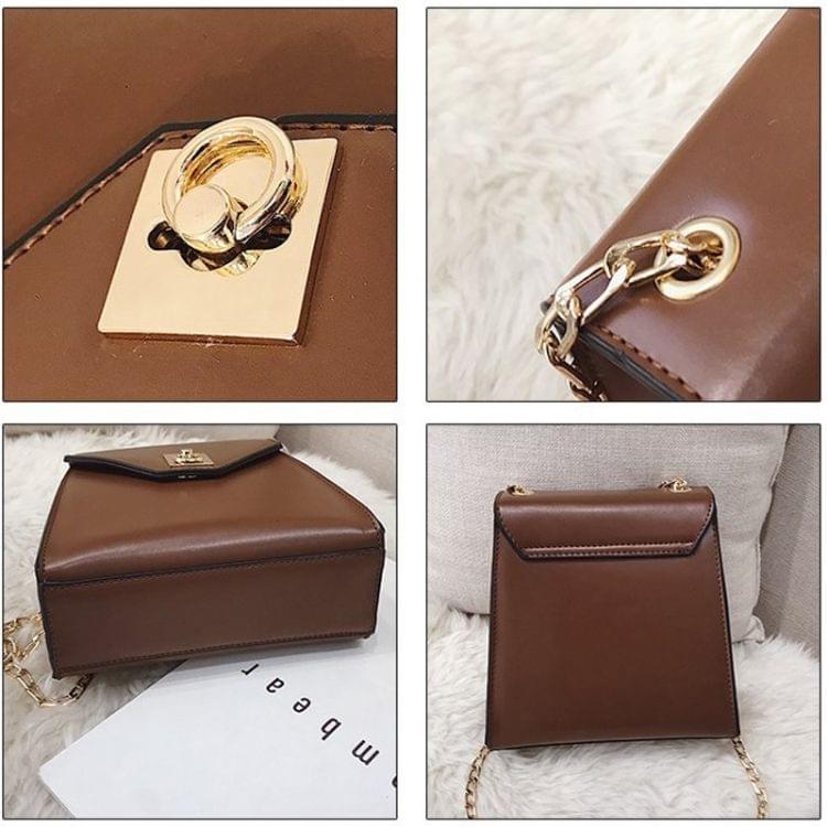 Magnetic Buckle PU Leather Chain-strap Single Shoulder Bag Ladies Handbag Messenger Bag (Black)