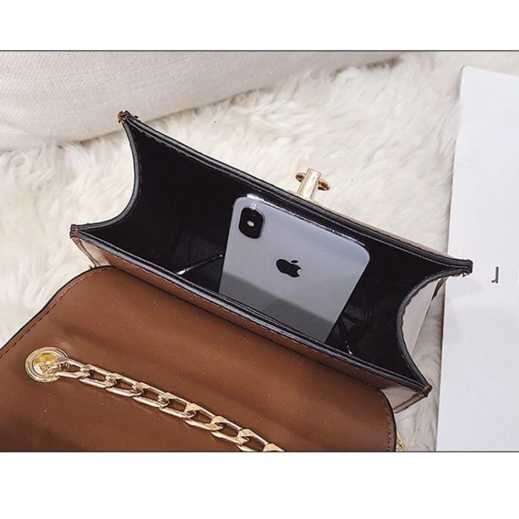 Magnetic Buckle PU Leather Chain-strap Single Shoulder Bag Ladies Handbag Messenger Bag (Black)