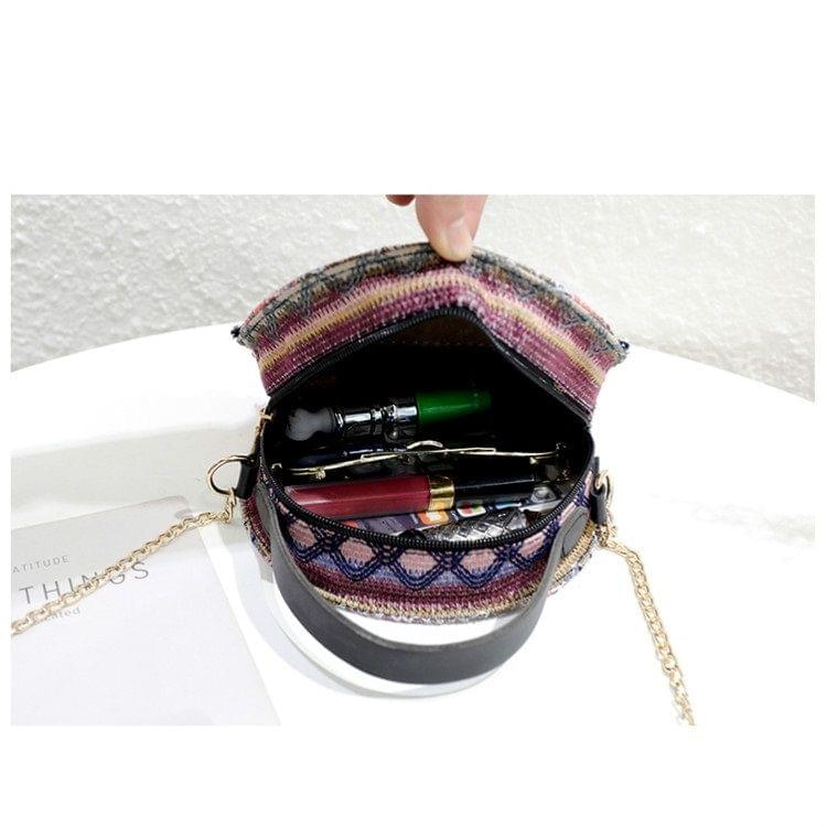 Bohemian Tassel Single Shoulder Bag Ladies Small Round Bag Messenger Bag Handbag (Purple)