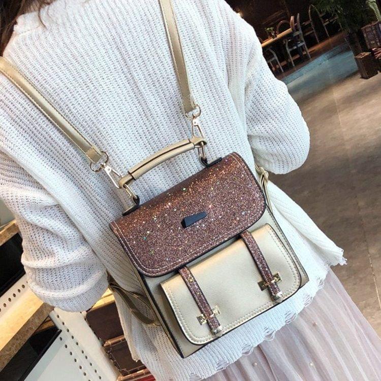 Sequin Multifunction Casual Single & Double Shoulders Bag Ladies Handbag Messenger Bag (Dark Brown)