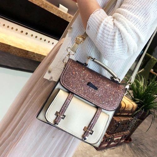 Sequin Multifunction Casual Single & Double Shoulders Bag Ladies Handbag Messenger Bag (Dark Brown)