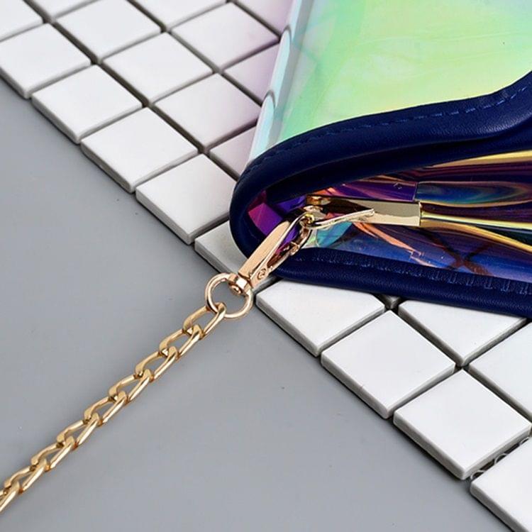 Laser Color Plastics Shoulder Bag Messenger Bag Chain Bag Ladies Handbag (Blue)