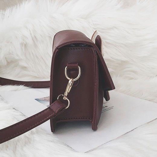 Cattoon Puppy PU Leather Shoulder Bag Messenger Bag Ladies Handbag (Black)