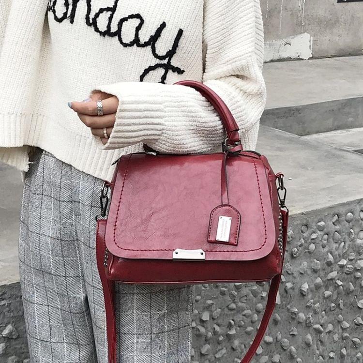 Casual PU Shoulder Bag Ladies Handbag Messenger Bag with Rivet (Red)