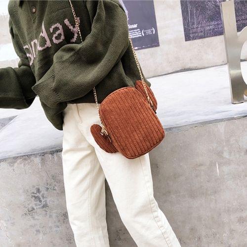 Cactus Fashion Plush Women Tote Chain Phone Case Messenger Bag (Brown)