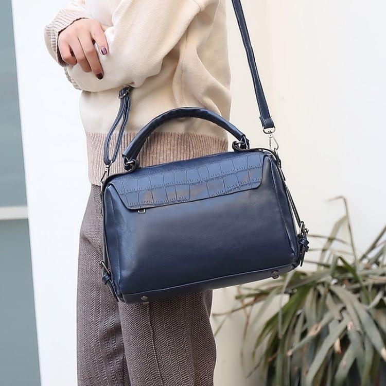 Casual PU Leather Shoulder Bag Ladies Handbag Messenger Bag (Blue)