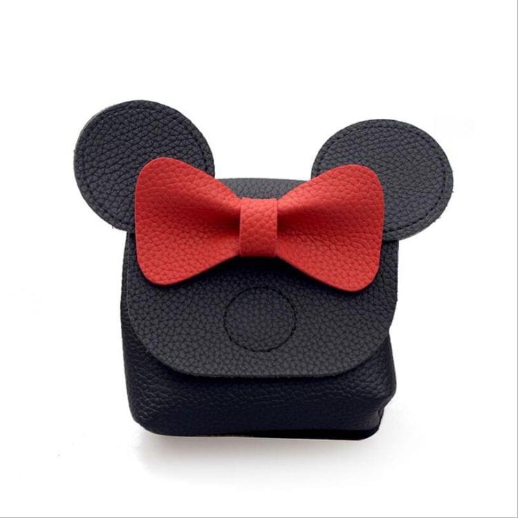 3 PCS Mini  Children Bowknot Handbag For Girls Cartoon PU Leather Shoulder Bag(Black)