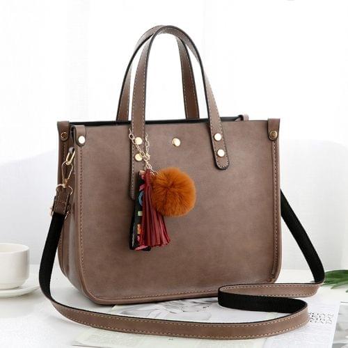 High Capacity Leisure Fashion PU Slant Shoulder Bag Handbag(Grey)