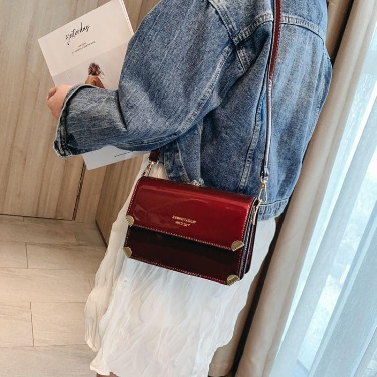 Smooth Surface Square Bag PU Leather Single Shoulder Bag Ladies Handbag Messenger Bag (Red)