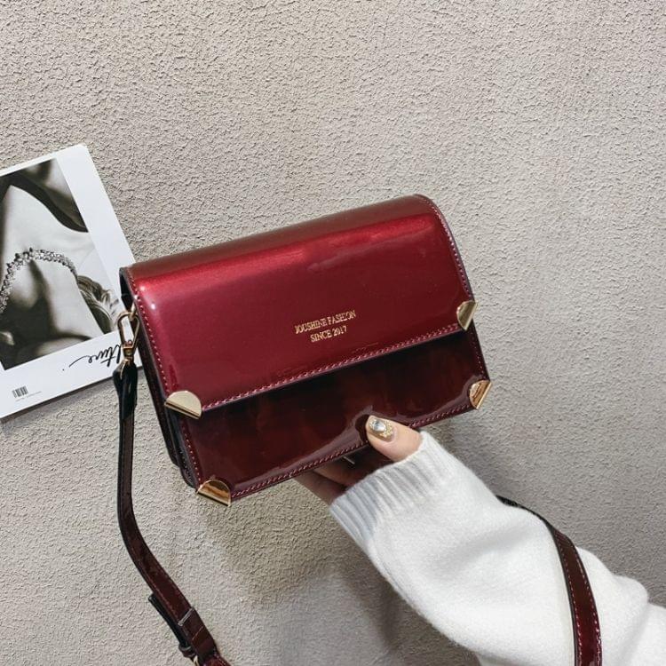 Smooth Surface Square Bag PU Leather Single Shoulder Bag Ladies Handbag Messenger Bag (Red)