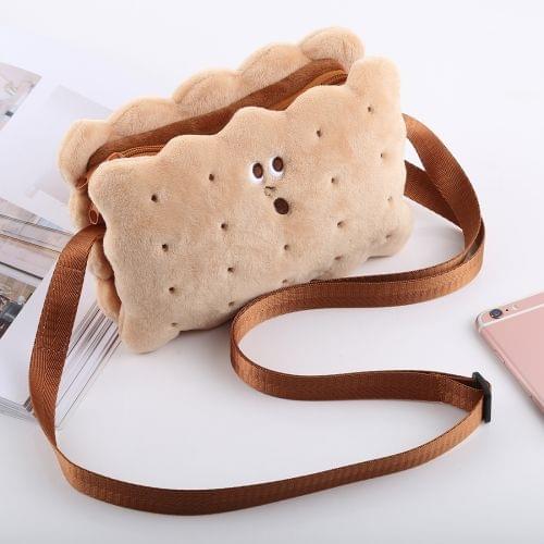 Cute Sandwich Biscuits Shape Plush Single-shoulder Bag
