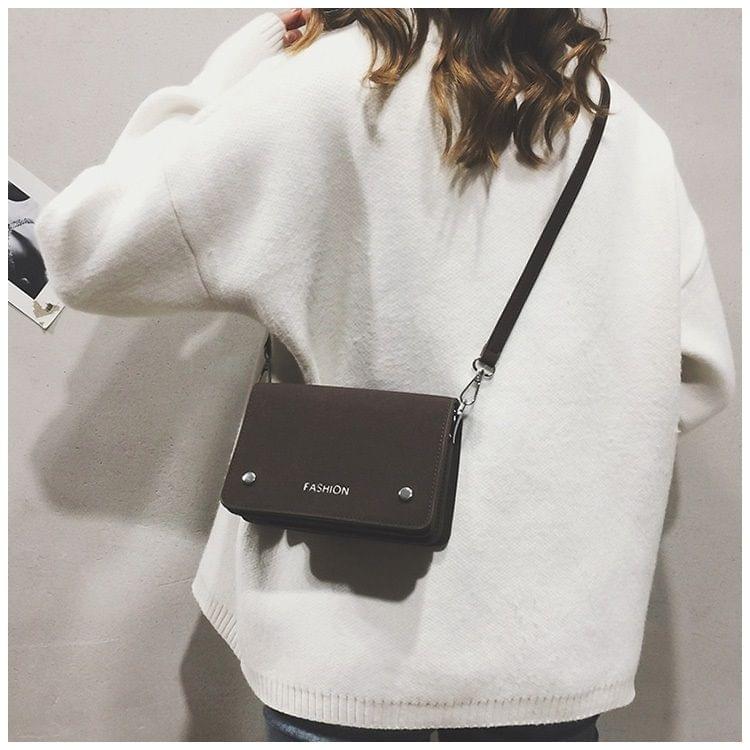 Square Bag PU Leather Shoulder Bag Ladies Handbag Messenger Bag (Dark Brown)