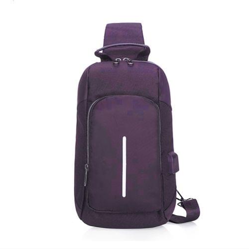 Multi-Function Nylon Portable Casual Chest Bag Outdoor Sports Shoulder Bag with Earphone Line Hole (Purple)