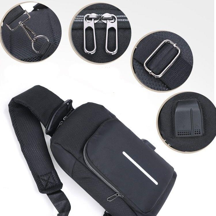 Multi-Function Nylon Portable Casual Chest Bag Outdoor Sports Shoulder Bag with Earphone Line Hole (Purple)