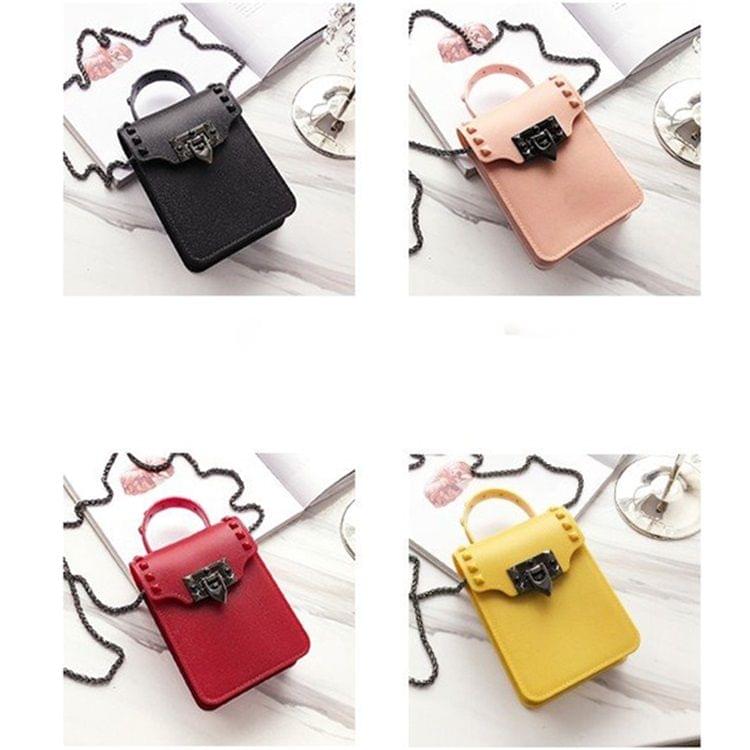 Vertical Square Jelly PU Leather Casual Shoulder Bag Ladies Handbag Messenger Bag (Pink)