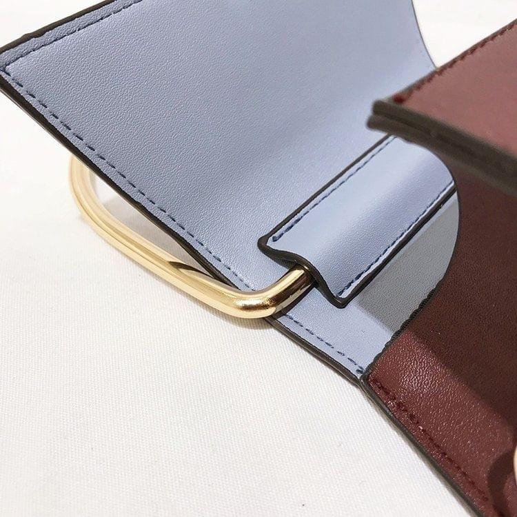 Color Matching Metal Handle PU Leather Chain Single Shoulder Bag Ladies Handbag Messenger Bag (Pink)