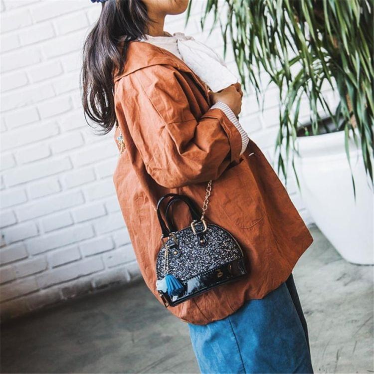 Cute Leather Shoulder Bag Messenger Bag Girls Solid Color Mini Zip Small Square Bag Tote Bag(Black)