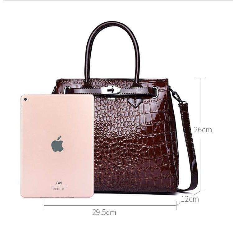 Casual Crocodile Texture PU Leather Shoulder Bag Ladies Handbag Messenger Bag (Black)