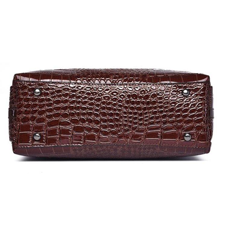 Casual Crocodile Texture PU Leather Shoulder Bag Ladies Handbag Messenger Bag (Black)