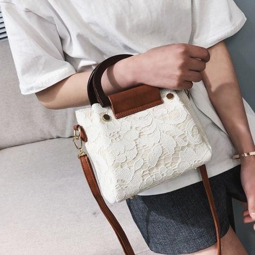 Leisure Fashion Lace Shoulder Bag Messenger Bag Handbag (White)