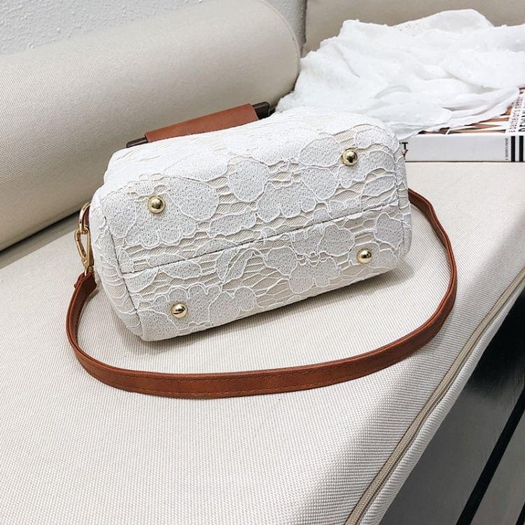 Leisure Fashion Lace Shoulder Bag Messenger Bag Handbag (White)