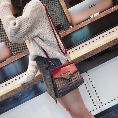 Heart Woolen Cloth Single Shoulder Bag Ladies Handbag Messenger Bag (Red)