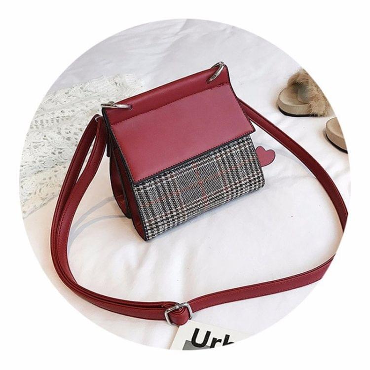 Heart Woolen Cloth Single Shoulder Bag Ladies Handbag Messenger Bag (Red)