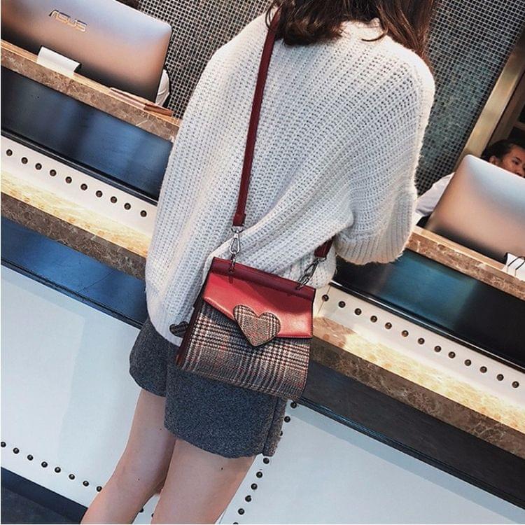 Heart Woolen Cloth Single Shoulder Bag Ladies Handbag Messenger Bag (Red)