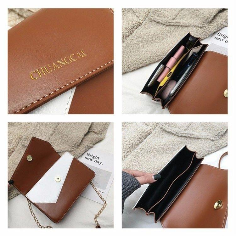 Color Matching Casual Small Square Bag Chain-strap Single Shoulder Bag Ladies Handbag Messenger Bag (Khaki)