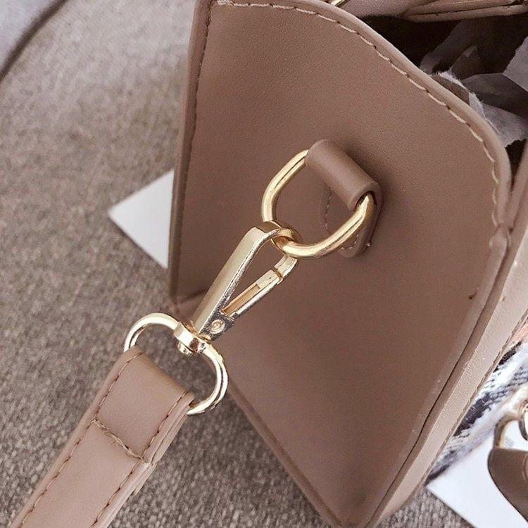 Cloth Lattice PU Leather Single Shoulder Bag Ladies Handbag Messenger Bag (Red)
