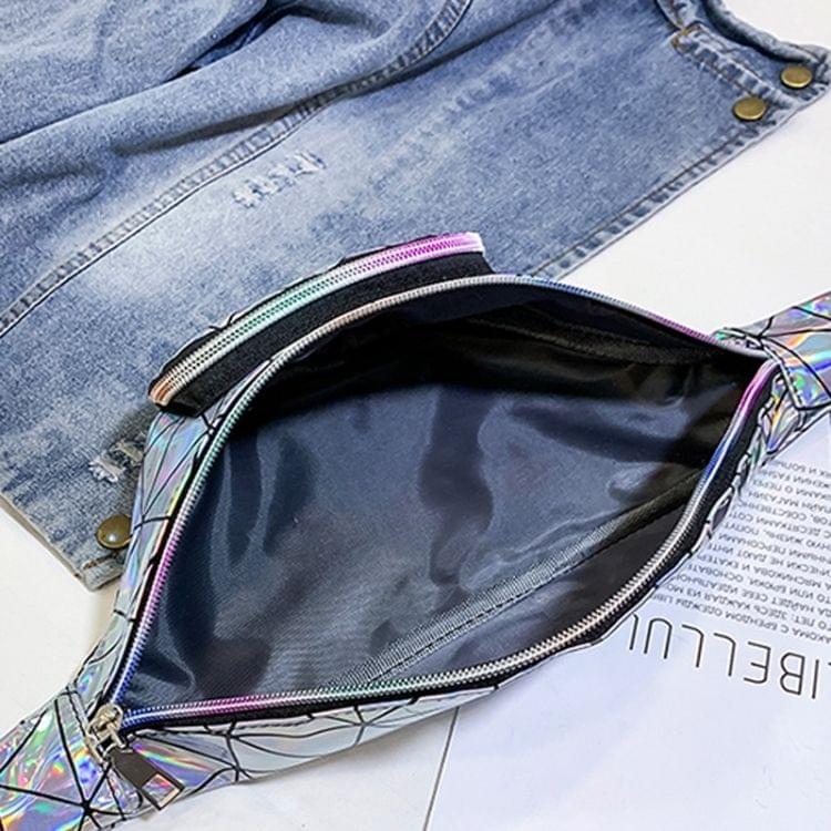 Diamond Plaid Texture Laser Color Waist Chest Bag Single Shoulder Bag Messenger Bag (Silver)