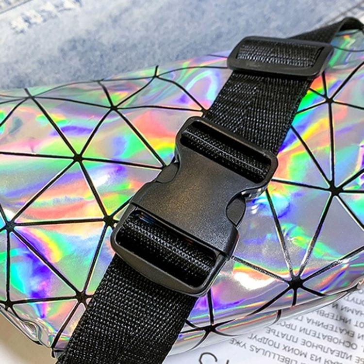 Diamond Plaid Texture Laser Color Waist Chest Bag Single Shoulder Bag Messenger Bag (Silver)