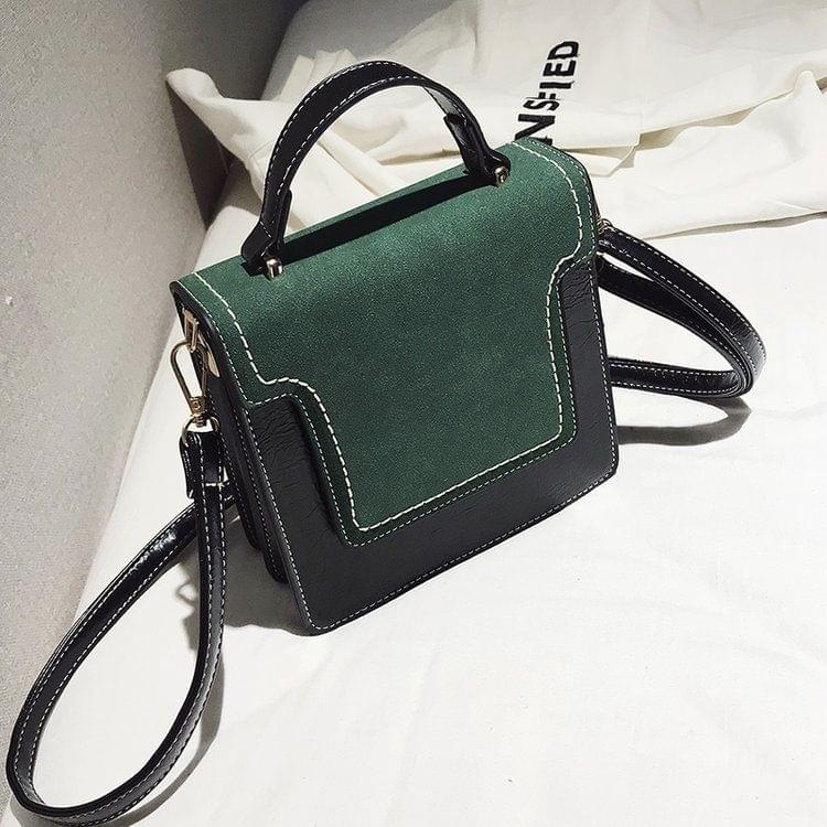 Magnetic Buckle Matte Color Matching PU Leather Single Shoulder Bag Ladies Handbag Messenger Bag (Green)
