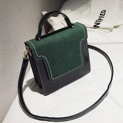 Magnetic Buckle Matte Color Matching PU Leather Single Shoulder Bag Ladies Handbag Messenger Bag (Green)