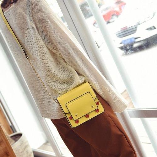 Love Heart Pattern PU Shoulder Bag Messenger Bag Ladies Handbag (Yellow)
