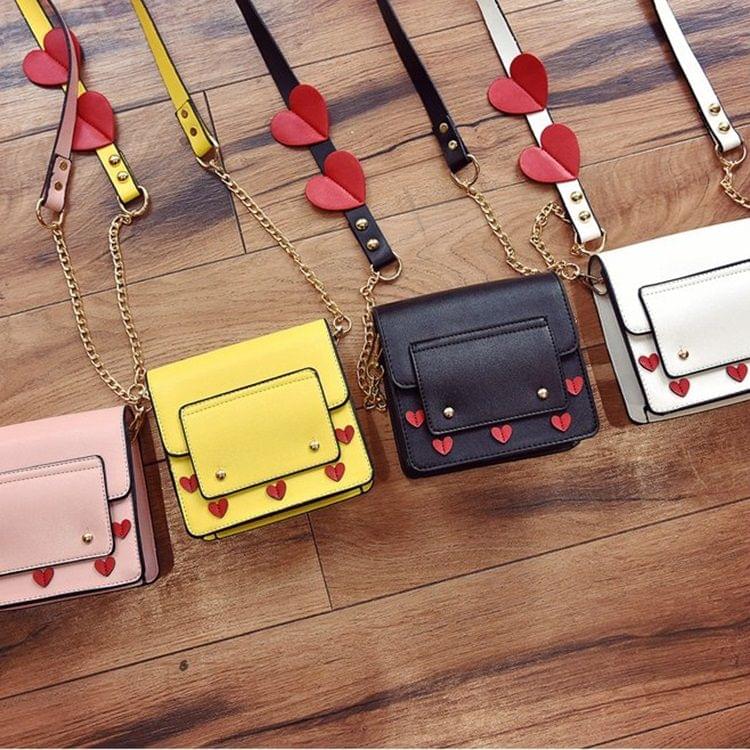 Love Heart Pattern PU Shoulder Bag Messenger Bag Ladies Handbag (Yellow)