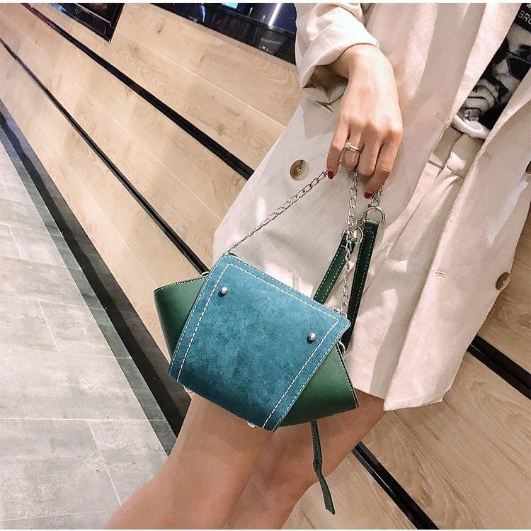 Fashion Shell Bag Matte PU Stitching Shoulder Bag Ladies Messenger Bag Handbag (Green)