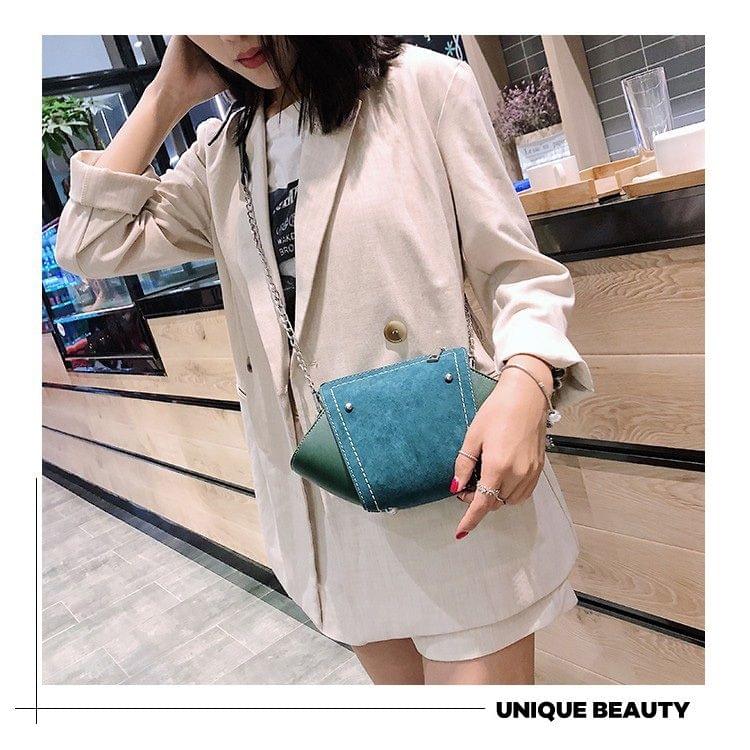 Fashion Shell Bag Matte PU Stitching Shoulder Bag Ladies Messenger Bag Handbag (Green)