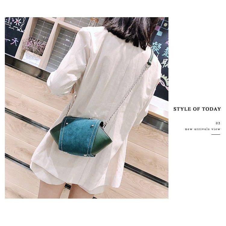 Fashion Shell Bag Matte PU Stitching Shoulder Bag Ladies Messenger Bag Handbag (Green)