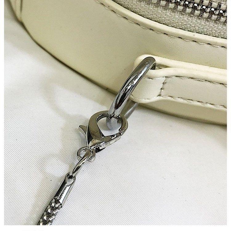 Retro Style Lace Pearl Casual Shoulder Bag Messenger Bag Ladies Handbag Small Round Shoulder Bag (Beige)