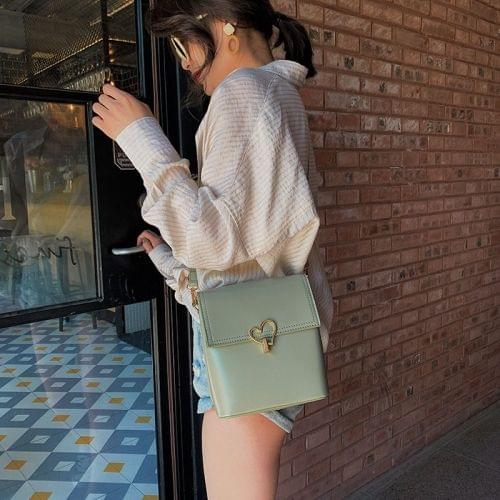 Heart Buckle PU Leather Single Shoulder Bag Ladies Handbag Messenger Bag (Green)