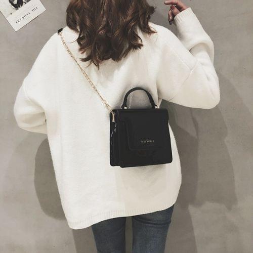 Magnetic Buckle Coating PU Leather Single Shoulder Bag Ladies Handbag Messenger Bag (Black)